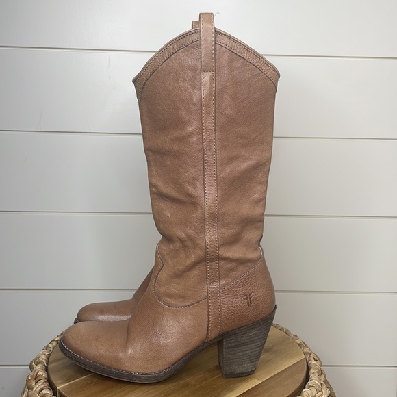 Frye Western Leather Tan Boots size 7 - Picture 2 of 8